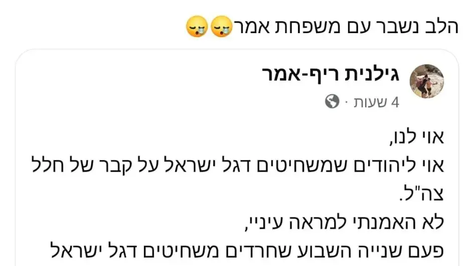 פוסט שאמו של רגב אמר העלתה בנוגע להשחתת הדגלים בקברו פוסט שאמו של רגב אמר העלתה בנוגע להשחתת הדגלים בקברו