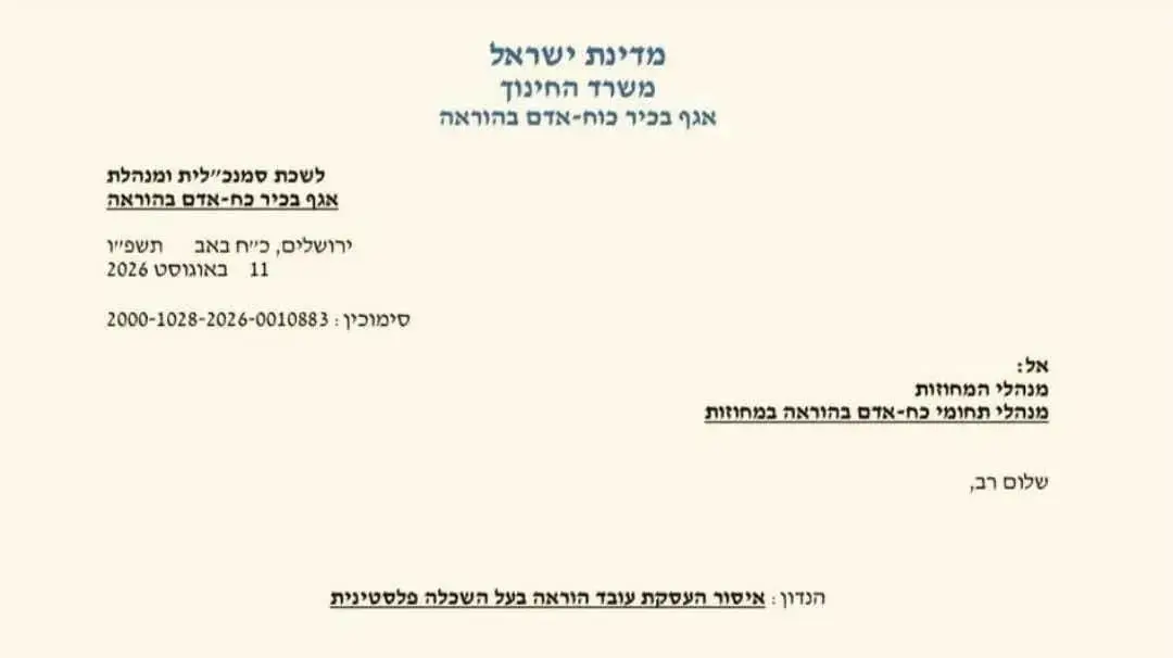 משרד החינוך החל באכיפה: מורים עם השכלה אקדמית פלסטינית לא יוכלו עוד ללמד בבתי הספר משרד החינוך החל באכיפה: מורים עם השכלה אקדמית פלסטינית לא יוכלו עוד ללמד בבתי הספר