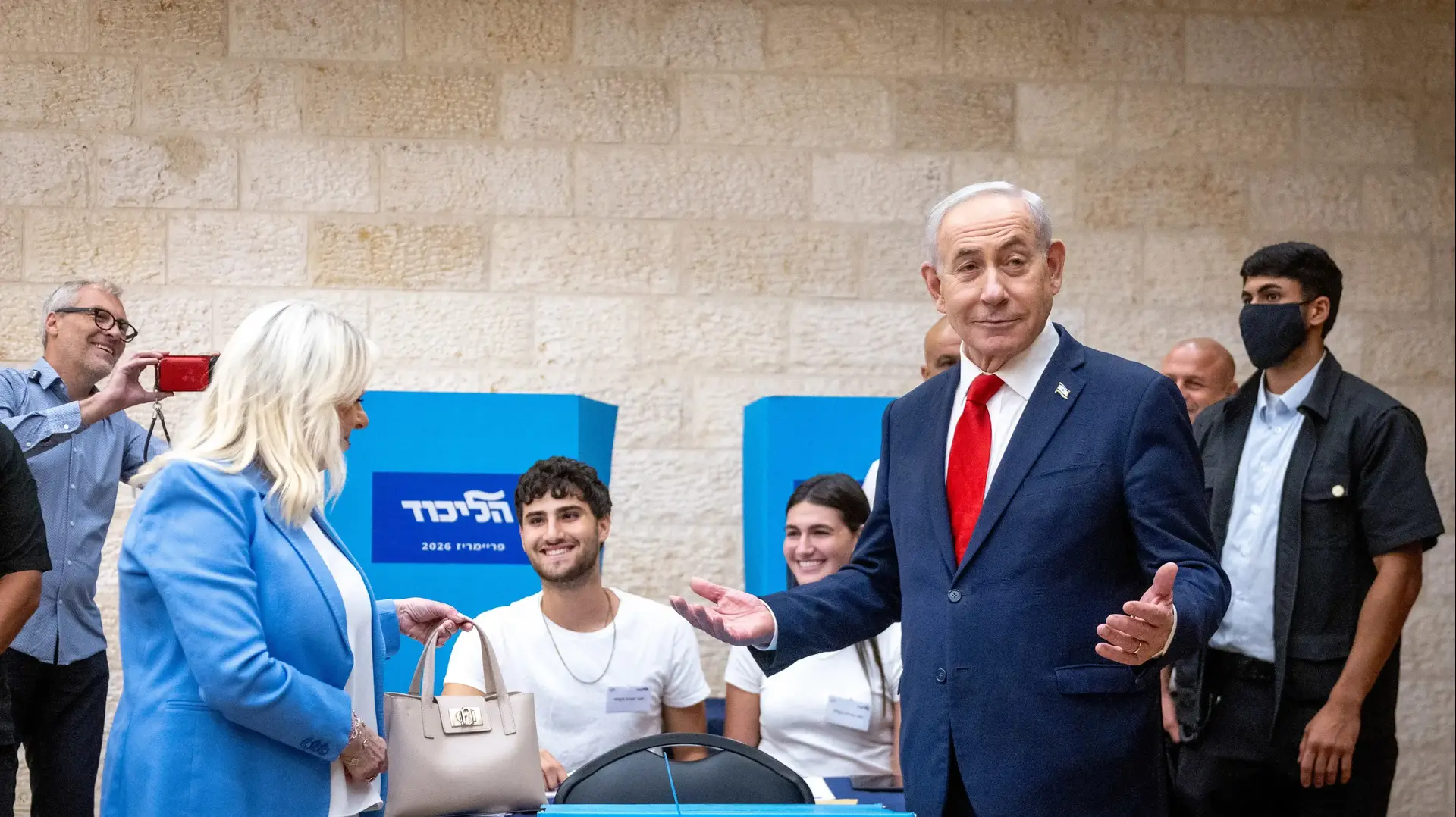 בנימין ושרה נתניהו בהצבעות הפריימריז של הליכוד, 17 באוגוסט 2026
