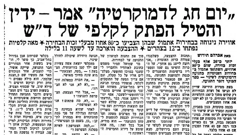 יום חג לדמוקרטיה, "מעריב" 1977 יום חג לדמוקרטיה, "מעריב" 1977