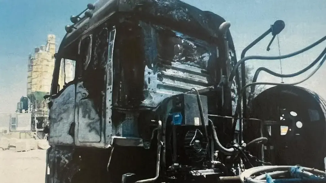 מערבל בטון בשווי 700 אלף ש"ח שהוצת בעיר בית שאן