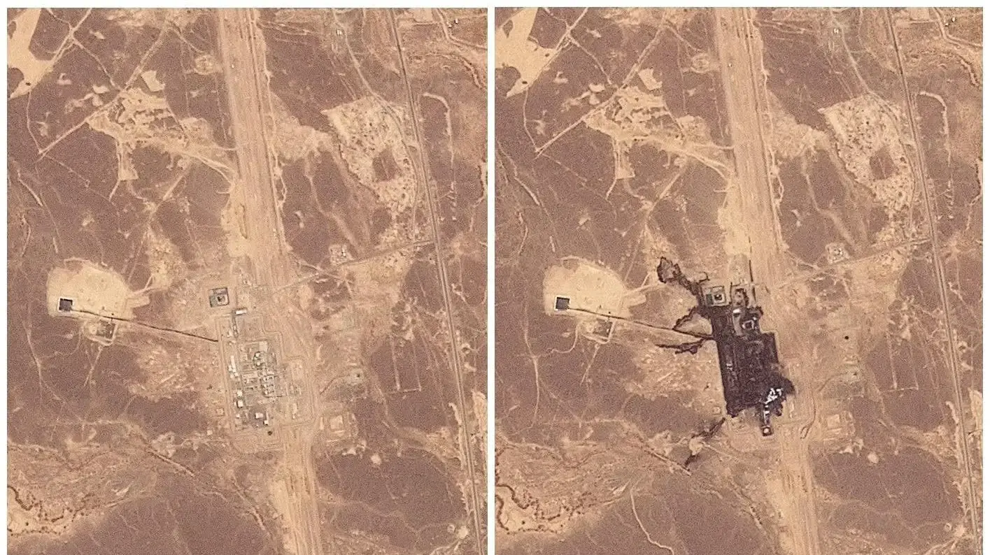 בתמונה הימנית: המתחם של צינור הנפט הסעודי אתמול, בהשוואה למתחם של הצינור ב-8.9 בתמונה הימנית: המתחם של צינור הנפט הסעודי אתמול, בהשוואה למתחם של הצינור ב-8.9