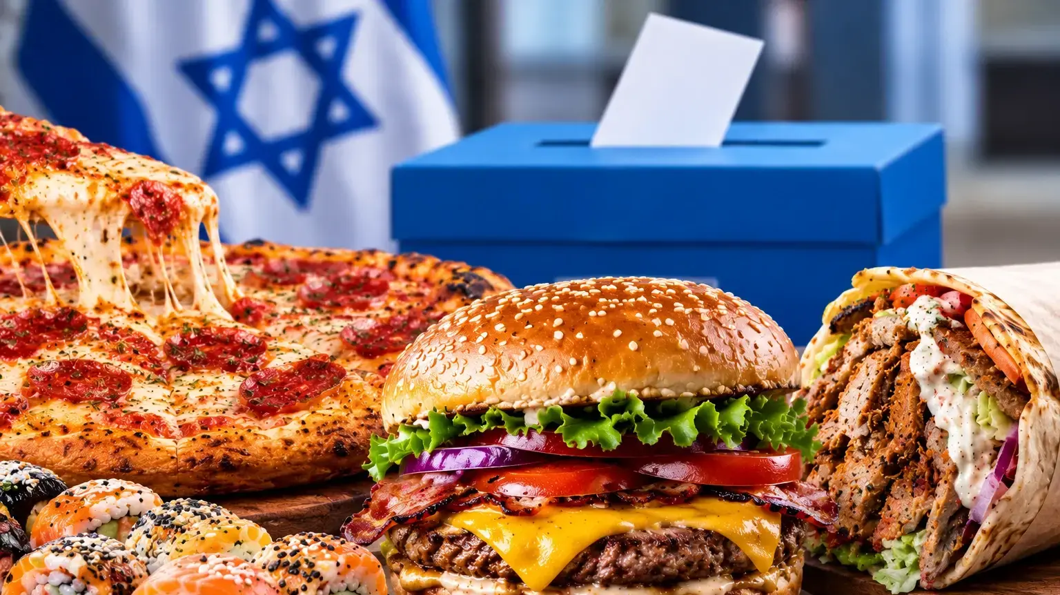 המבורגר, פיצה, שווארמה, סושי, קלפי