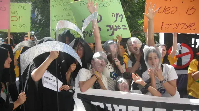 פעילי גרינפיס מפגינים בירושלים נגד תחנת כוח פחמית