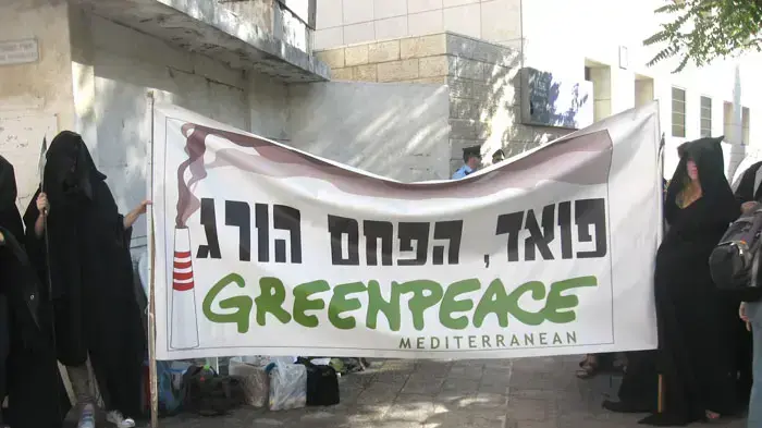 פעילי גרינפיס מפגינים בירושלים נגד תחנת כוח פחמית
