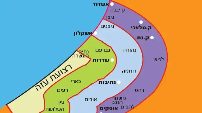 טווח הרקטות למערב הנגב