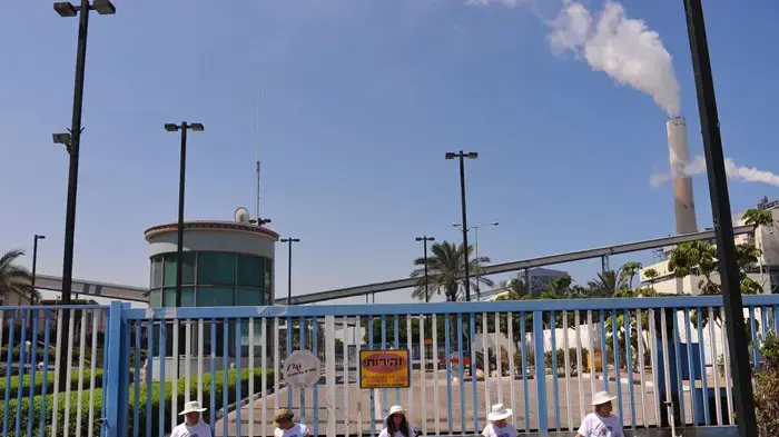 פעילי גרינפיס בהפגנה נגד הקמת תחנת כח פחמית באשקלון