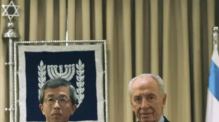 נשיא המדינה פרס ושליח יפן למזרח התיכון נשיא המדינה פרס ושליח יפן למזרח התיכון