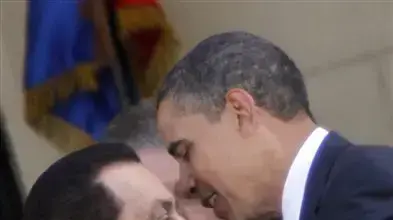 ברק אובמה עם חוסני מובארק