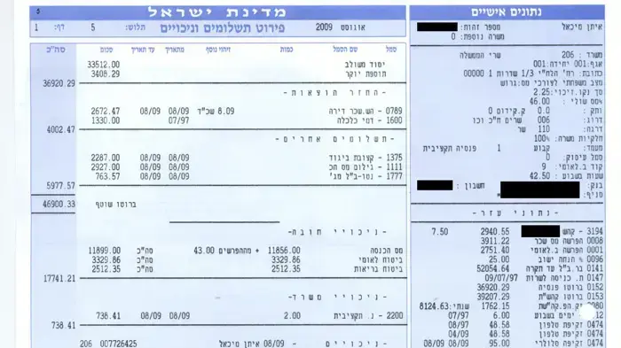 תלוש השכר של מיכאל איתן תלוש השכר של מיכאל איתן