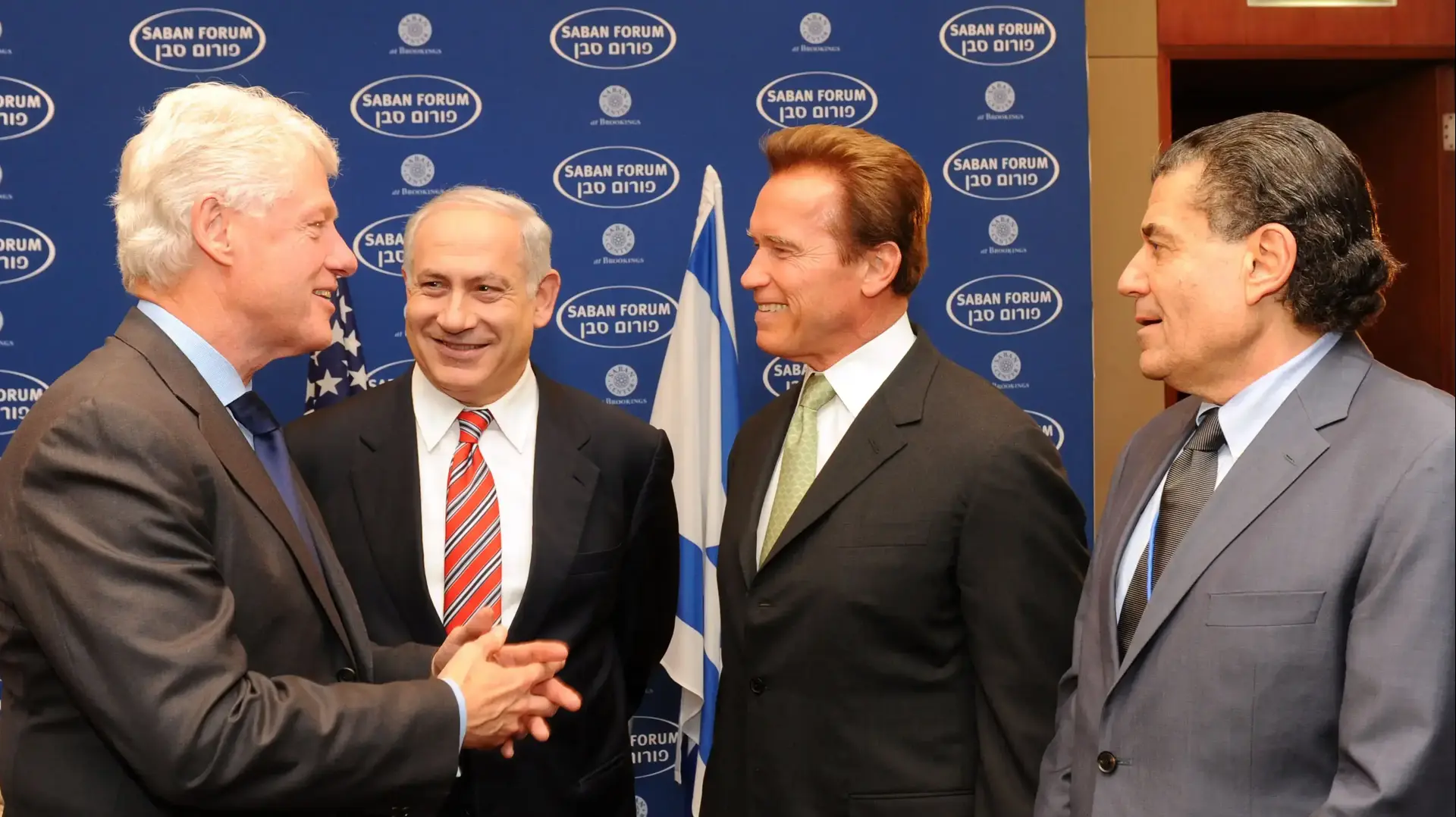 בנימין נתניהו, ארנולד שוורצנגר וביל קלינטון