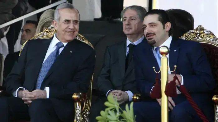 נשיא לבנון מישל סלימאן וראש ממשלת לבנון סעד אל חרירי
