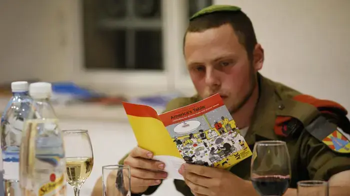 חג ההודיה לכ- 30 חיילים בודדים מארה"ב. הארוחה התקיימה במשרדי הוועד היהודי האמריקני, ירושלים נובמבר 2009 