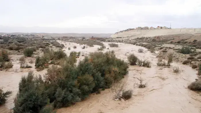 נחל באר שבע עלה על גדותיו ינואר 2010 