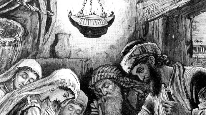 ציור של יהודים חוגגים את הפסח במצרים, סביב 1400 לפנה"ס