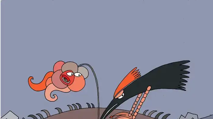 איור של אלונה פרנקל מתוך "השושנה והציפור" איור של אלונה פרנקל מתוך "השושנה והציפור"