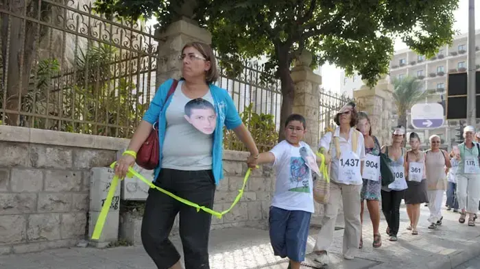 הפגנת משפחת שליט לציון יומו ה- 1500 של גלעד שליט בשבי  אוגוסט 2010 