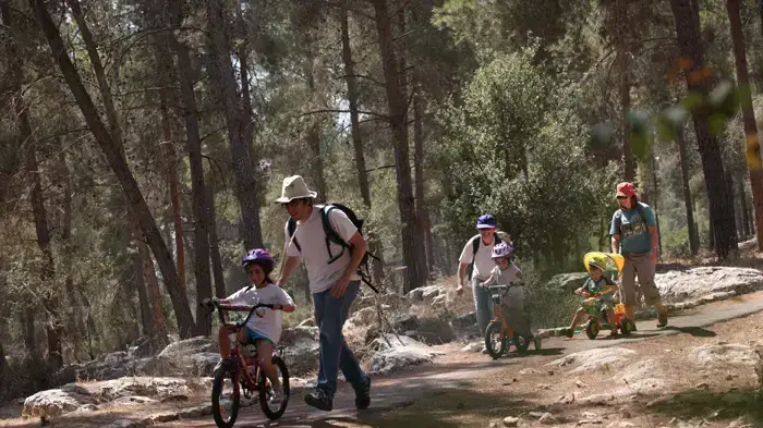 מטיילים בעין חנדק שביער עמינדב, הרי ירושלים בסוכות 2010