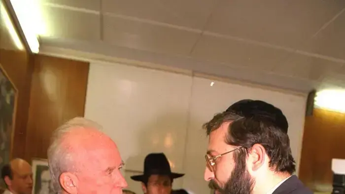 יצחק רבין ואריה דרעי, יולי 1992 יצחק רבין ואריה דרעי, יולי 1992