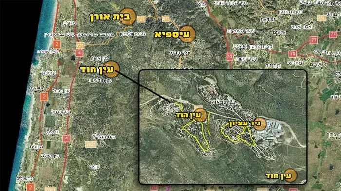 מפה עין הוד מפה עין הוד