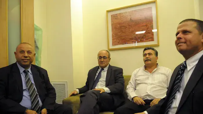 עמיר פרץ, איתן כבל, דניאל בן סימון וראלב מג'אדלה אחרי פרישתו של אהוד ברק ממפלגת העבודה, ינואר 2011