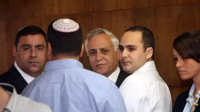 נשיא המדינה לשעבר משה קצב בהקראת גזר דינו בבית המשפט, מרץ 2011