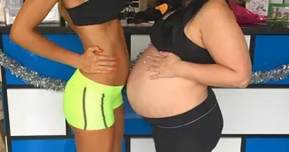 הבטן ההריונית הקטנה בעולם? לא תאמינו איך נראית מאמנת כושר בשבוע ה-36 להריונה