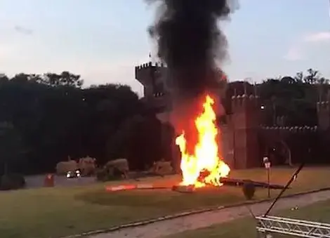 צפו: כלה הגיעה לחופתה במסוק, שהתרסק שניות לפני הנחיתה
