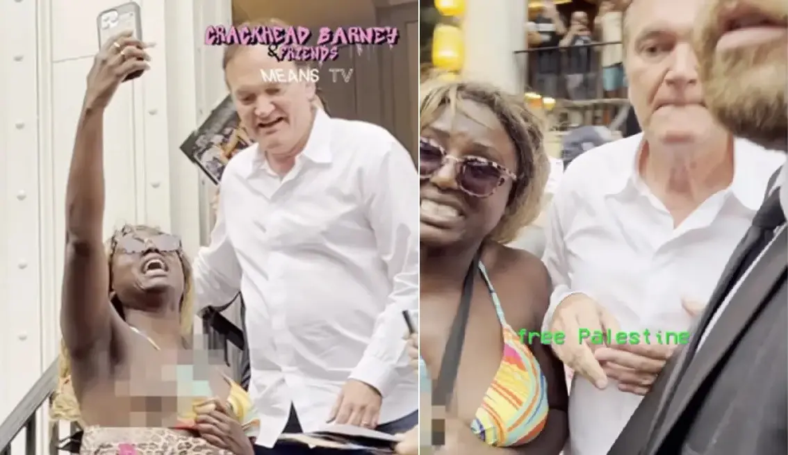 "למה אתה חרא ציוני?!": המפגינה הביזארית הטרידה גם את טרנטינו