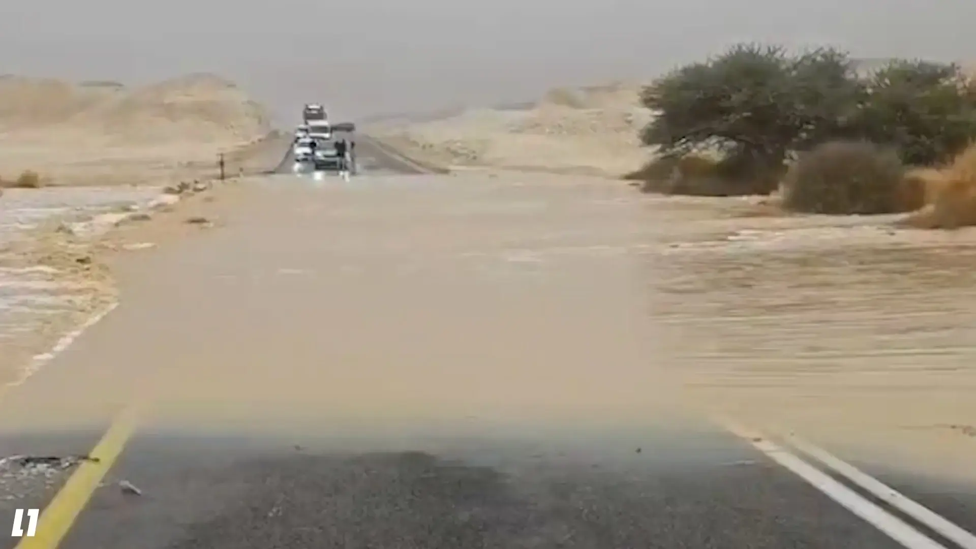 סופ"ש גשום: שיטפונות החלו בים המלח - חלק מכביש 90 נסגר | צפו בתיעוד