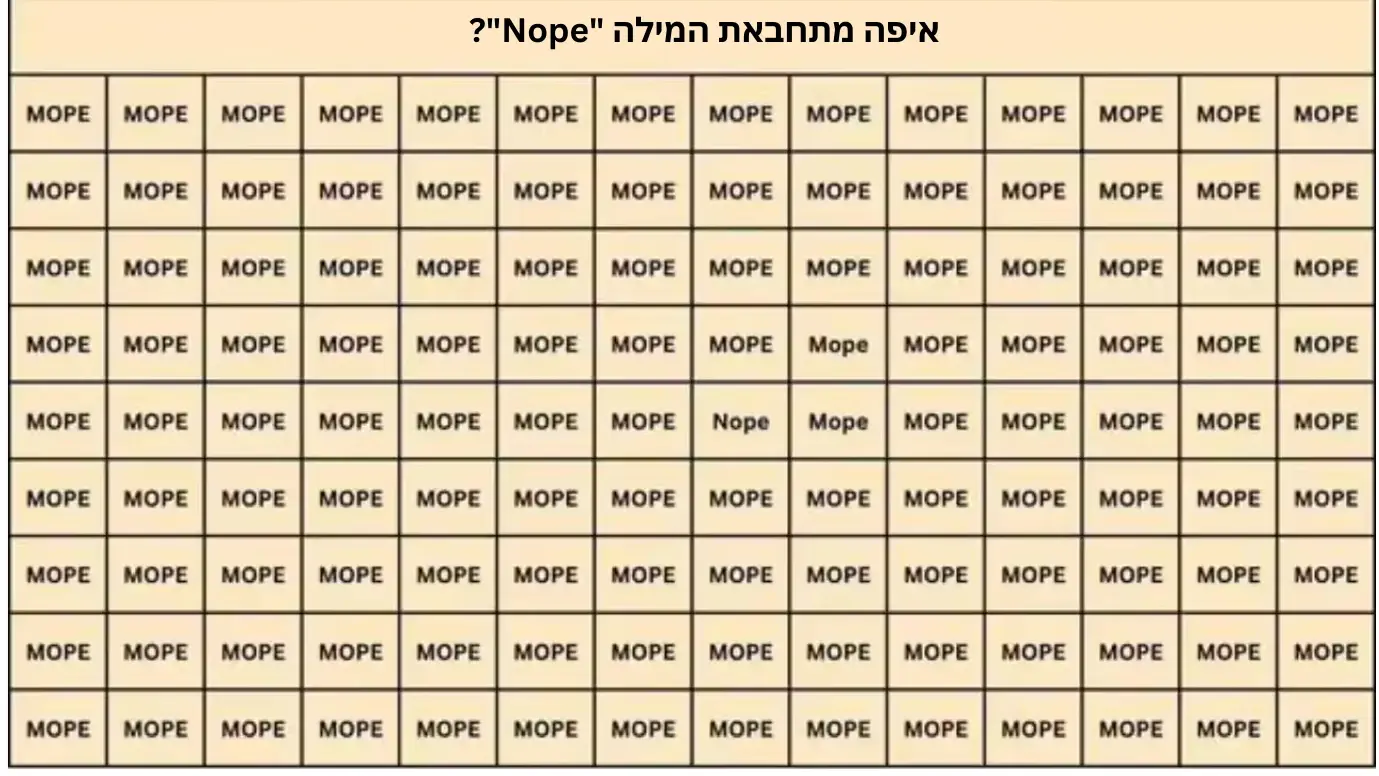 אשליה אופטית: מצליחים לאתר את המילה החריגה בתוך 7 שניות?