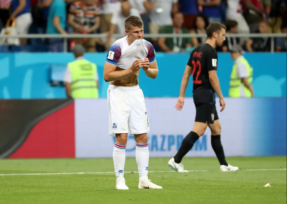 שחקן נבחרת איסלנד יוהאן גודמונדסון מאוכזב