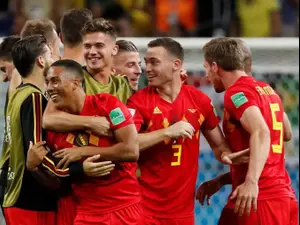 שחקני נבחרת בלגיה חוגגים