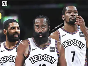 שחקני ברוקלין נטס ג'יימס הארדן, קווין דוראנט, קיירי אירווינג. מתוך טוויטר, צילום מסך