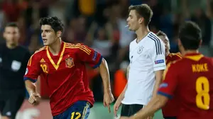 חלוץ נבחרת ספרד אלברו מוראטה חוגג (רויטרס)