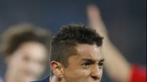 מרקיניוס שחקן פריס סן ז'רמן חוגג שער (AP)