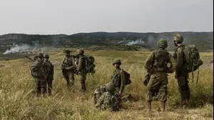 חיילי צה"ל משתתפים בתרגיל בגבול לבנון ב-13 במאי 2020 (AP)