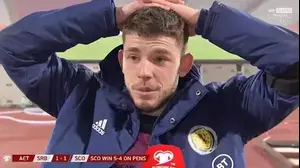 ראיין כריסטי, נבחרת סקוטלנד, אחרי ההעפלה ליורו (צילום מסך , מתוך שידורי הטלוויזיה)