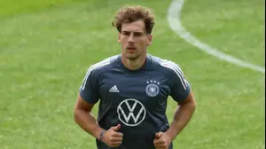 לאון גורצקה באימון נבחרת גרמניה (רויטרס)