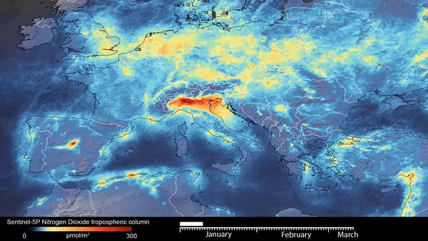 צילומי לווין מראים ירידה בזיהום האוויר באיטליה בזמן הקורונה