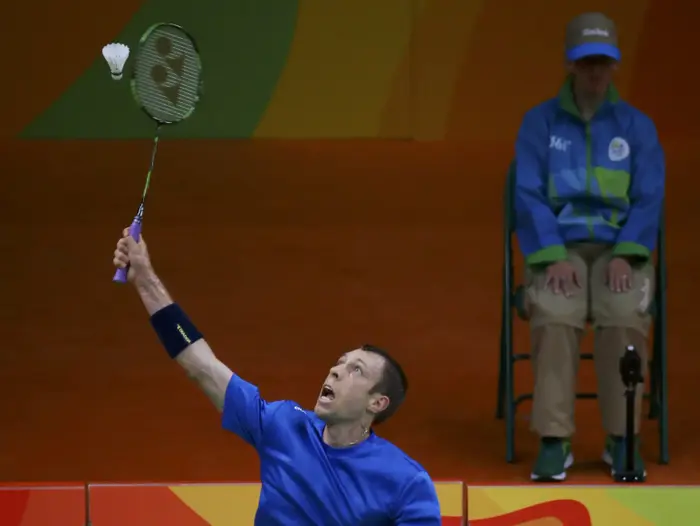 מישה זילברמן שחקן בדמינטון ישראלי (רויטרס)