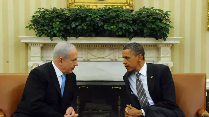 בנימין נתניהו וברק אובמה בפגישתם במאי 2011 בנימין נתניהו וברק אובמה בפגישתם במאי 2011