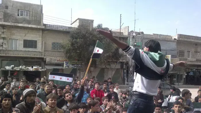 הפגנה נגד שלטון אסד בעיירה כפר נבל, צפון סוריה, 29 בפברואר 2012 הפגנה נגד שלטון אסד בעיירה כפר נבל, צפון סוריה, 29 בפברואר 2012