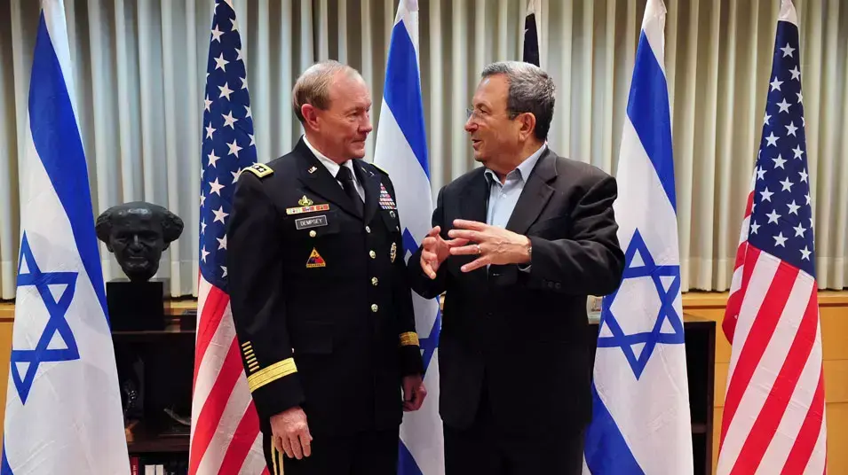 שר הביטחון אהוד ברק נפגש עם ראש המטות המשולבים האמריקאי הגנרל מרטין דמפסי שר הביטחון אהוד ברק נפגש עם ראש המטות המשולבים האמריקאי הגנרל מרטין דמפסי