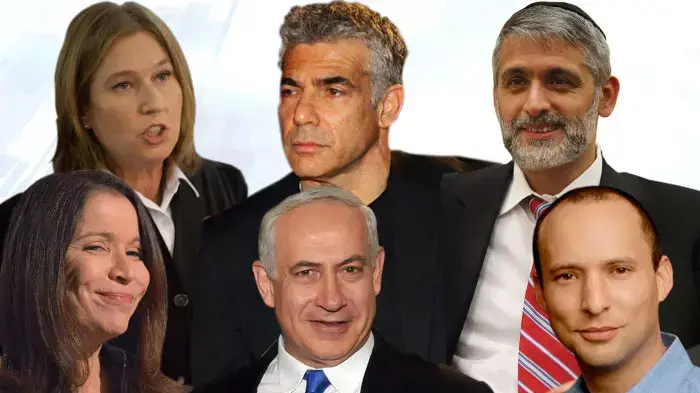 נפתלי בנט, בנימין נתניהו, שלי יחימוביץ', יאיר לפיד, ציפי לבני, אלי ישי נפתלי בנט, בנימין נתניהו, שלי יחימוביץ', יאיר לפיד, ציפי לבני, אלי ישי