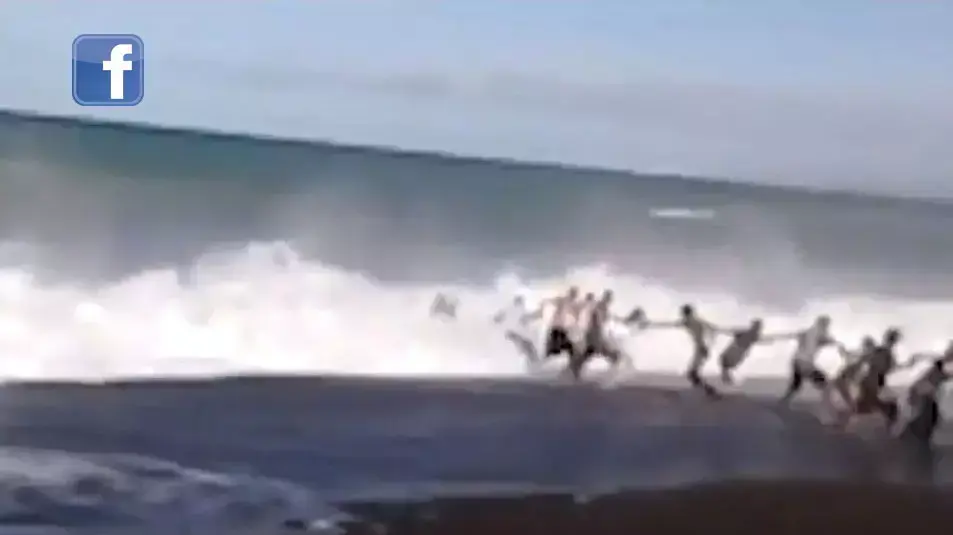 שרשרת אנושית להצלת נער שטבע בים בניו זילנד שרשרת אנושית להצלת נער שטבע בים בניו זילנד