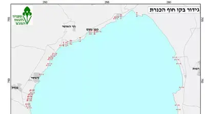 דוח החופים של החברה להגנת הטבע  מפה גדרות