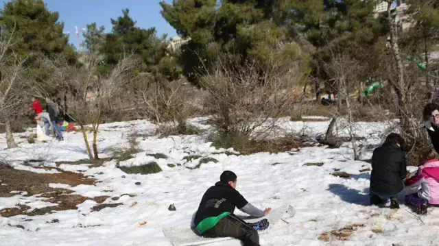 ילדים משחקים בשלג בגן סאקר בירושלים ילדים משחקים בשלג בגן סאקר בירושלים