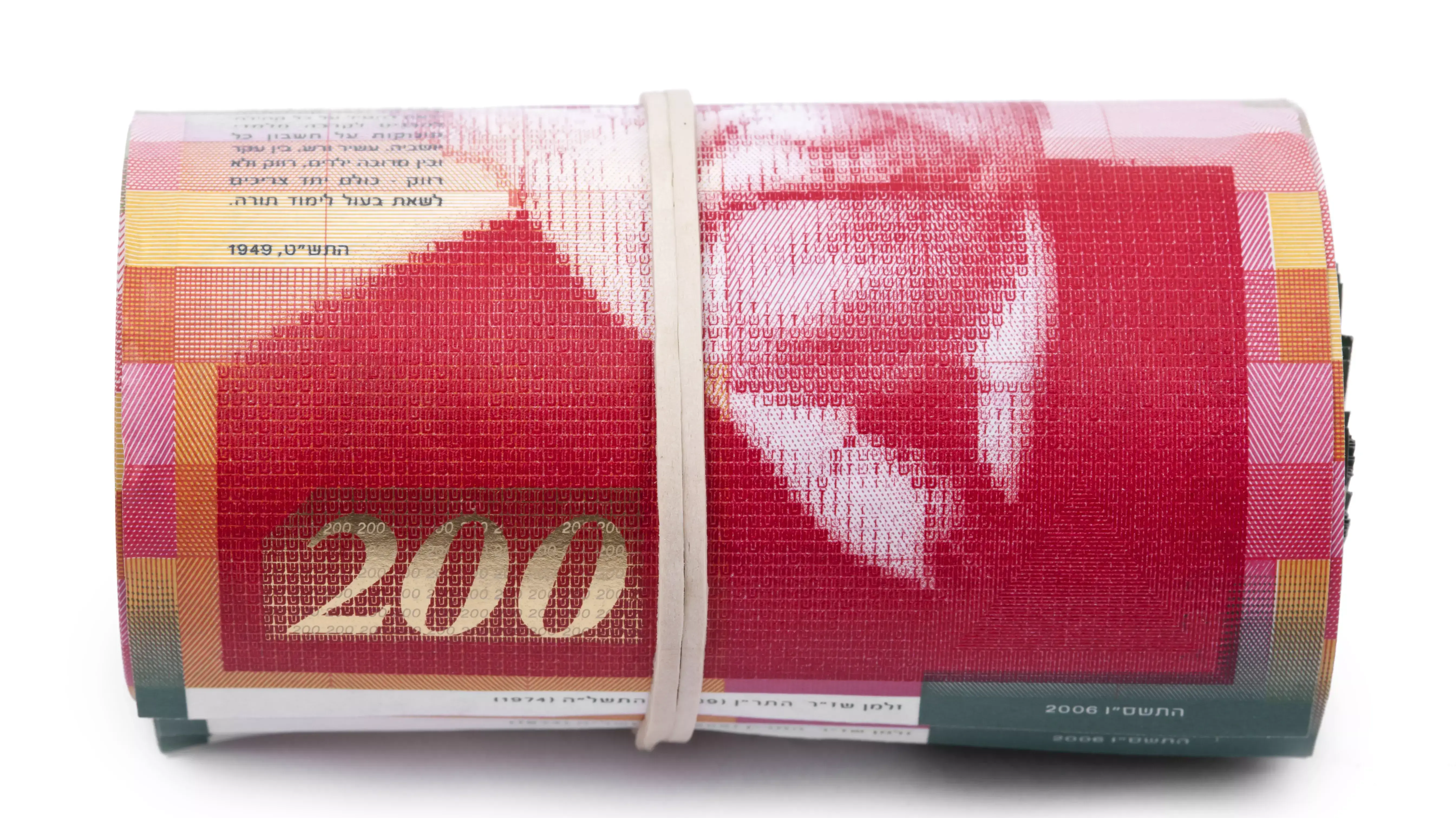 שטרות מגולגלים של 200 שקל שטרות מגולגלים של 200 שקל