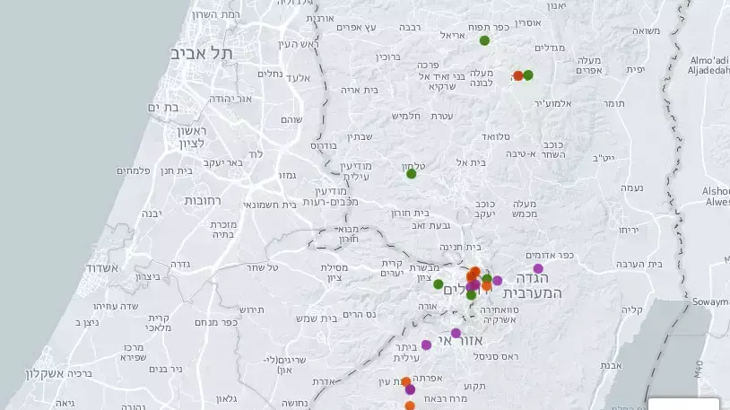 מפת הפיגועים מיולי 2014 ועד יולי 2015 מפת הפיגועים מיולי 2014 ועד יולי 2015